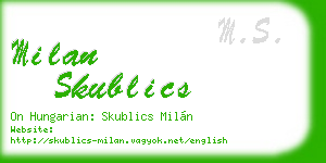 milan skublics business card