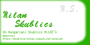 milan skublics business card